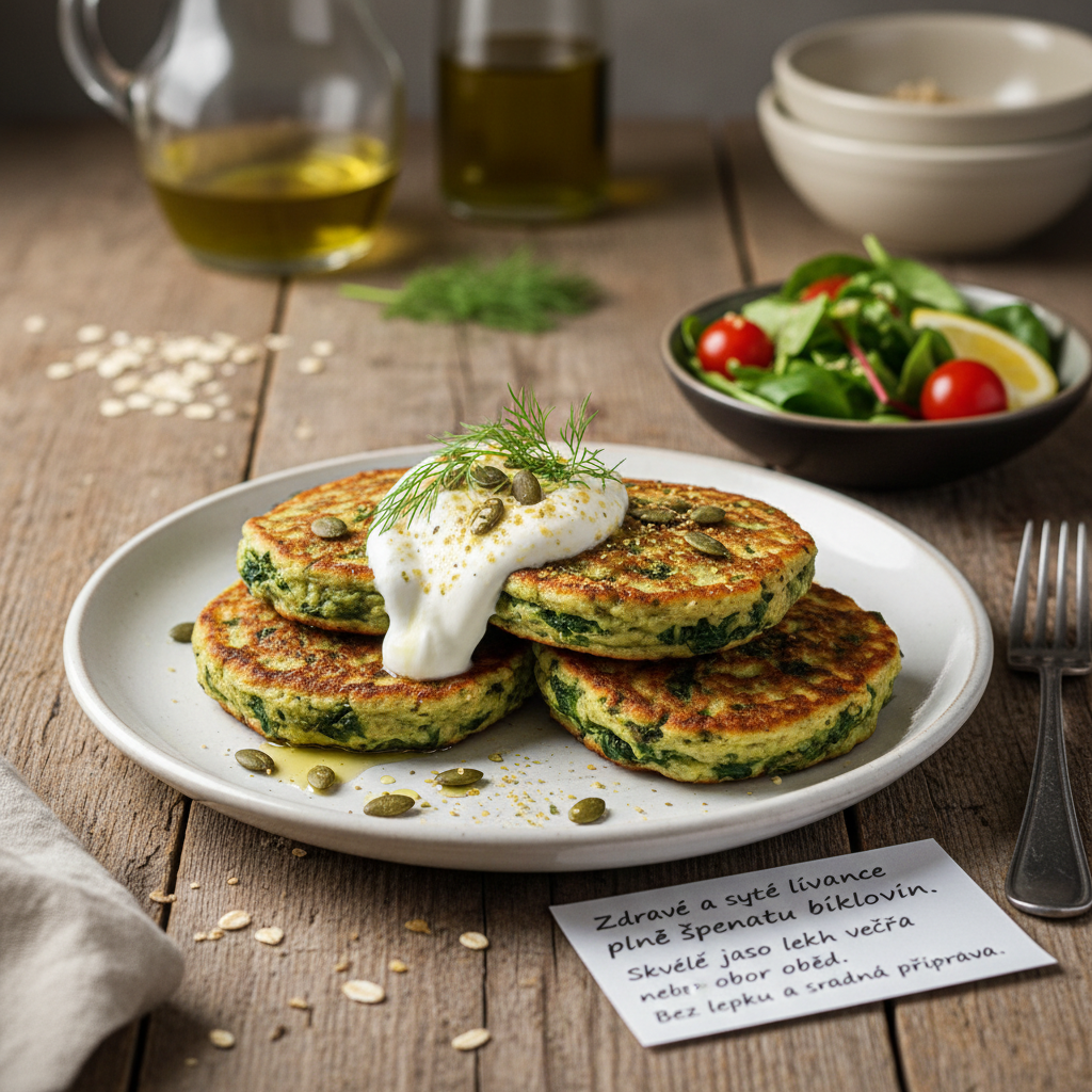 Rychlé špenátové lívance z ovesných vloček – Bezlepková večeře
