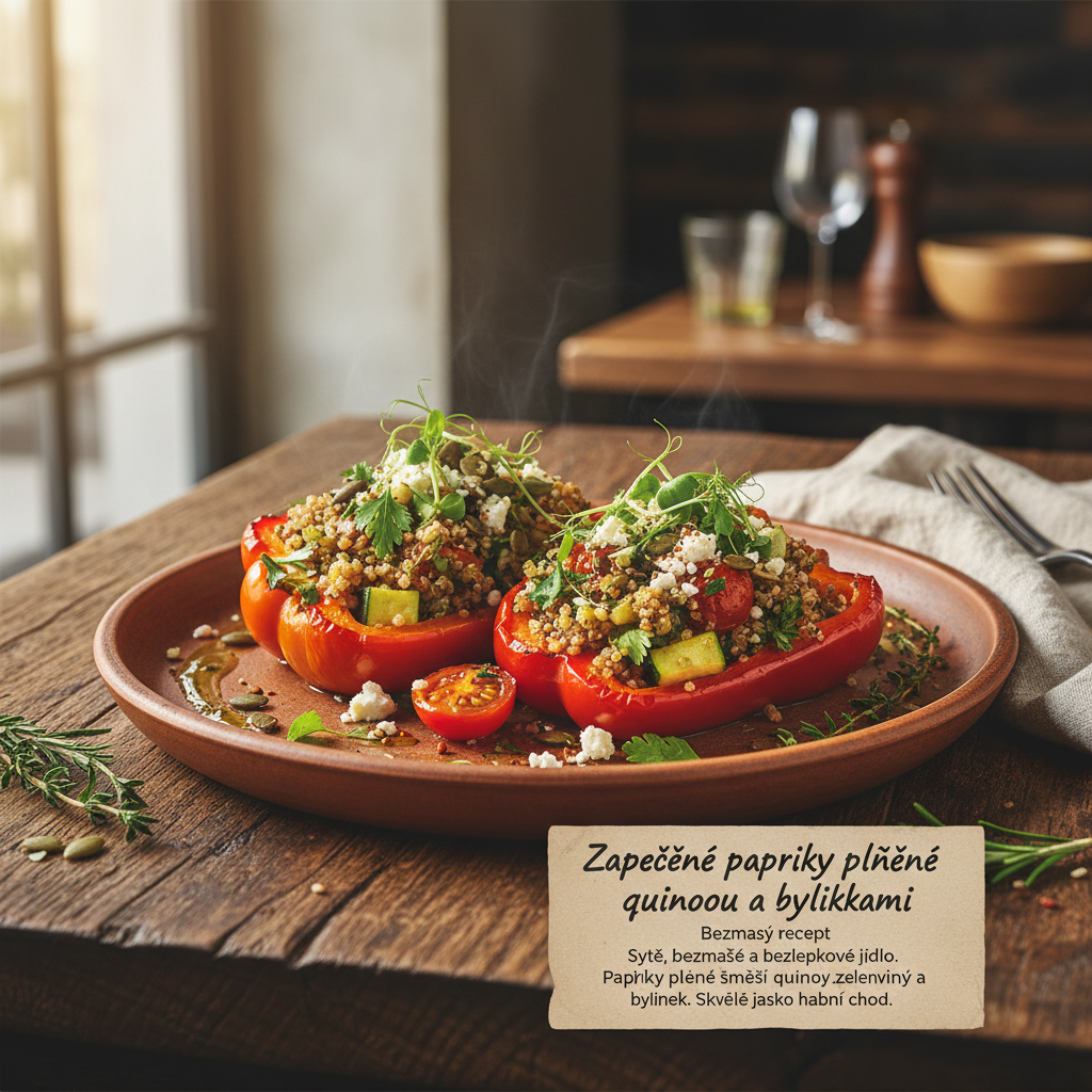Zapečené papriky plněné quinoou a bylinkami – Bezmasý recept
