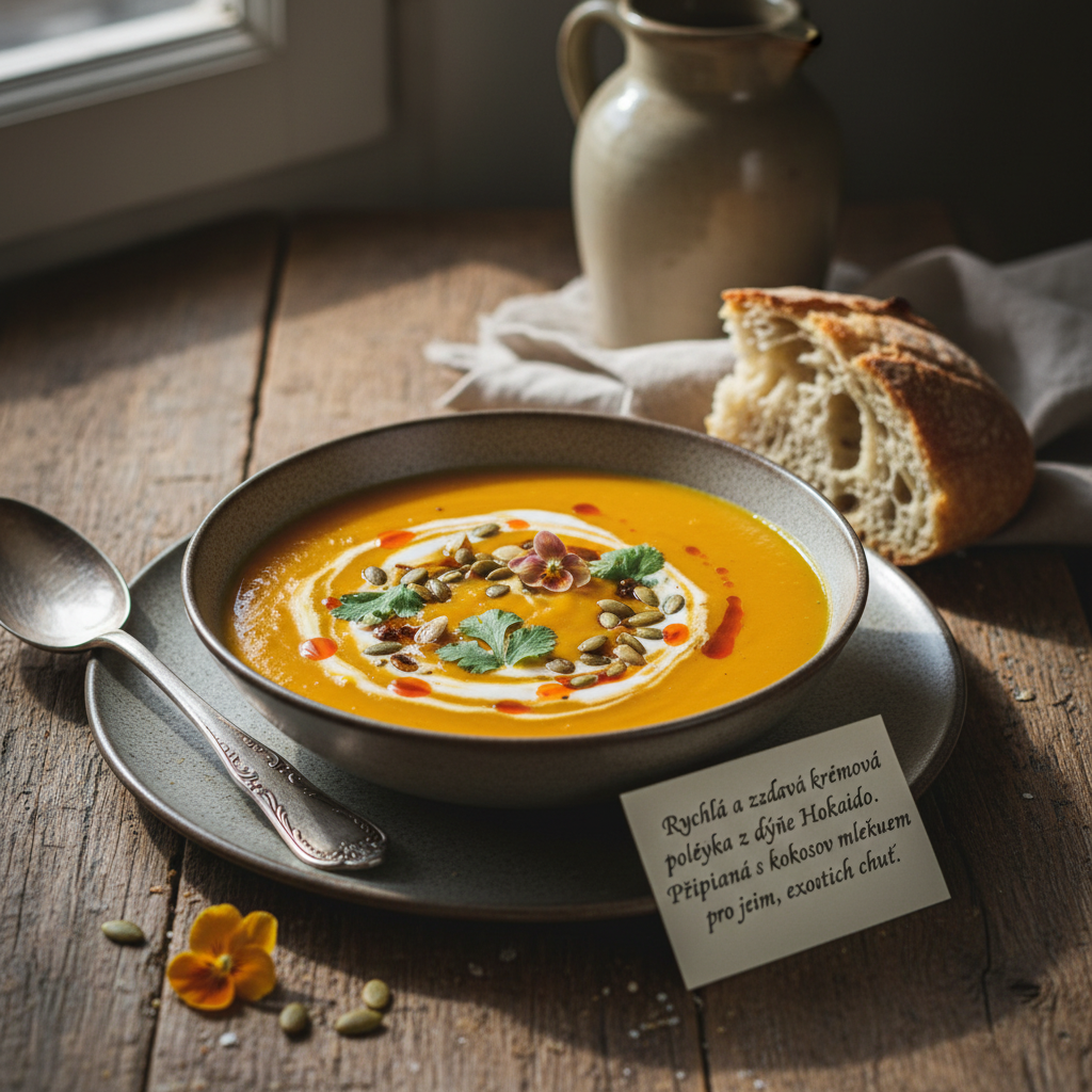 Krémová dýňová polévka Hokaido s kokosovým mlékem