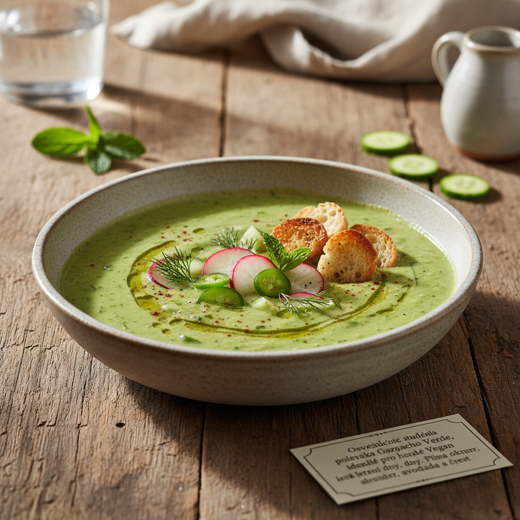 Studená okurková polévka Gazpacho Verde (Vegan)