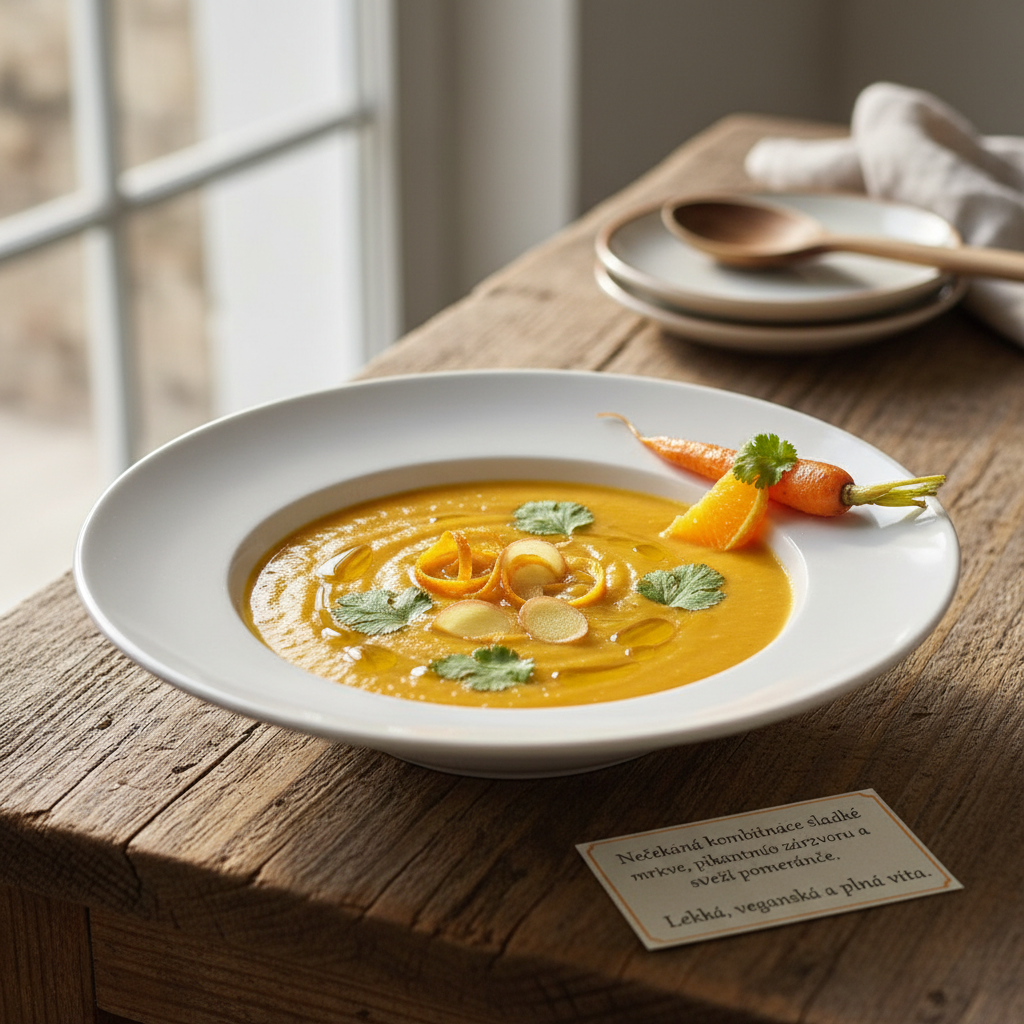 Lehká mrkvová polévka s pomerančem a zázvorem