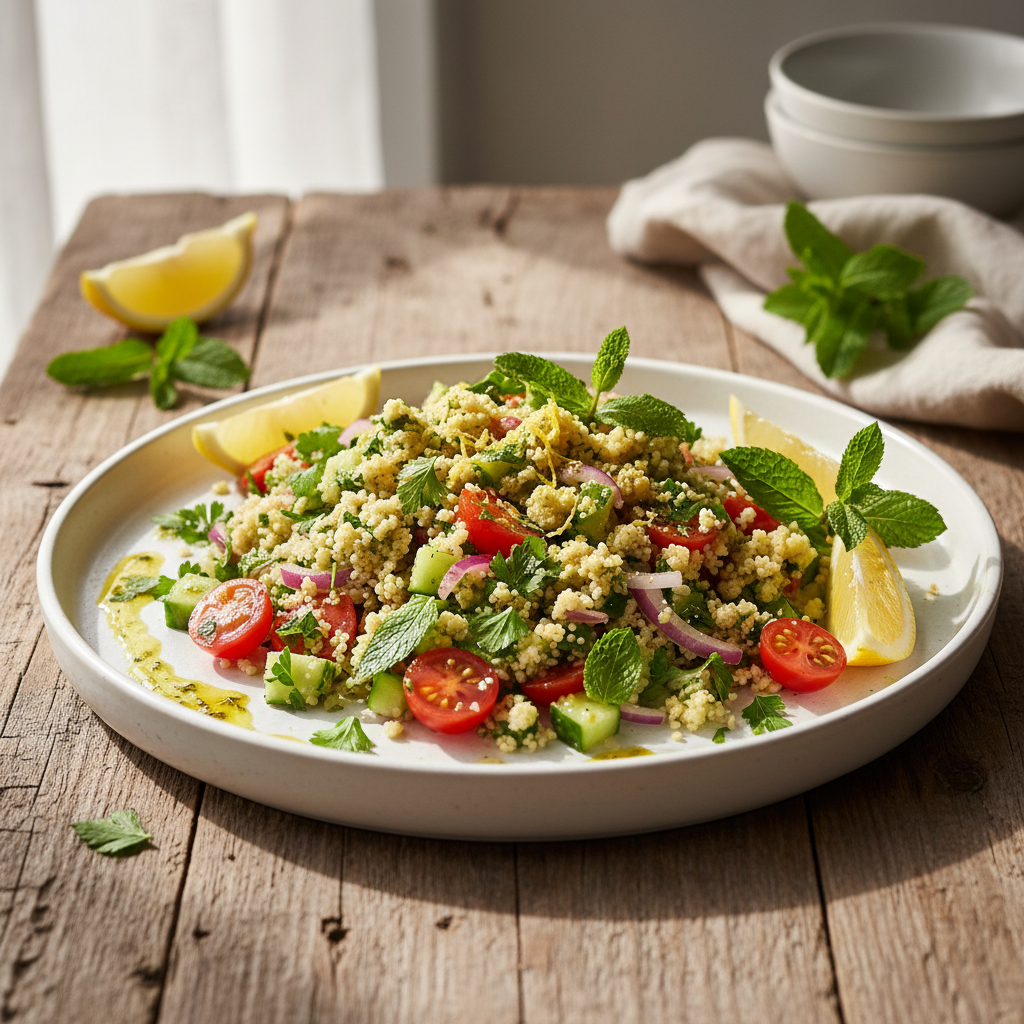 Lehký Kuskusový Salát s Mátou a Citronem