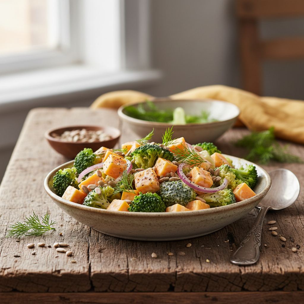 Low Carb Brokolicový Salát s Čedarem a Semínky