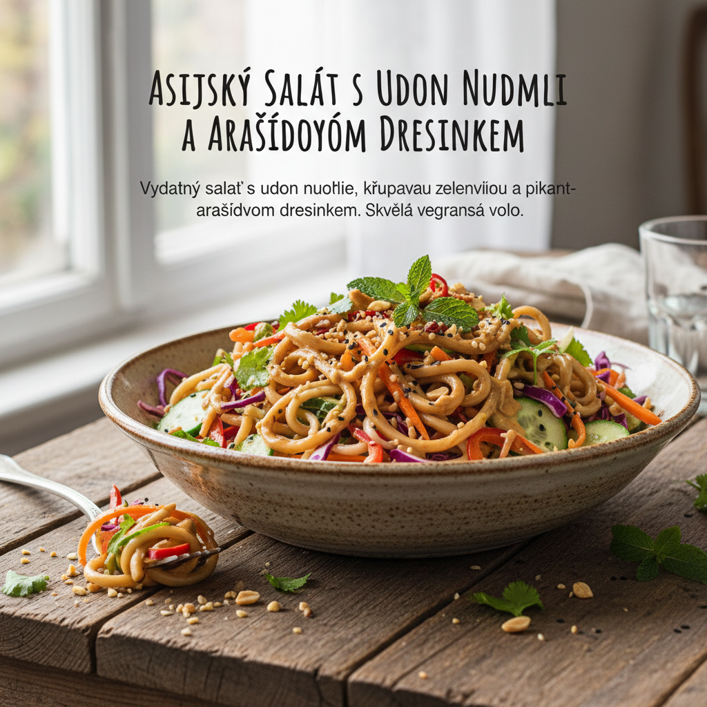Asijský Salát s Udon Nudlemi a Arašídovým Dresinkem