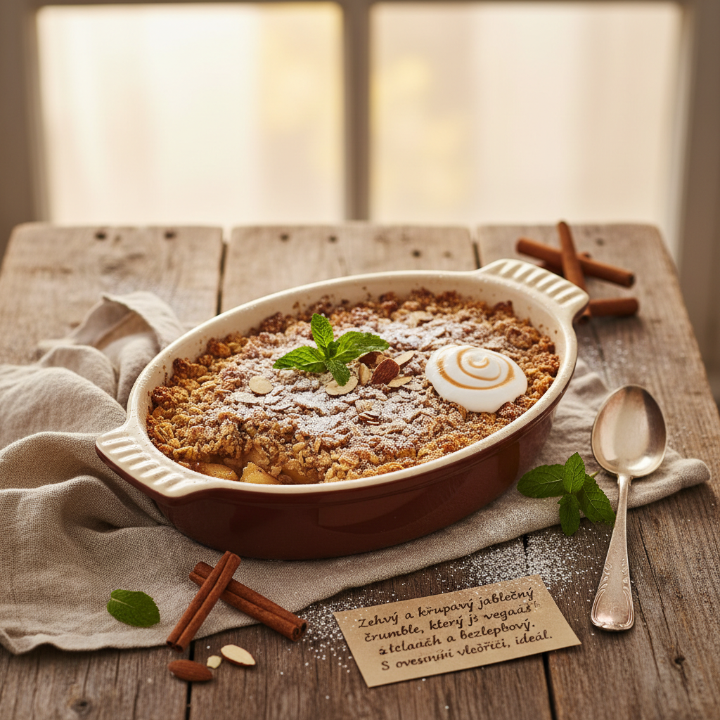 Zdravý veganský jablečný crumble bez lepku