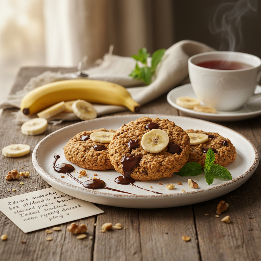 Domácí ovesné sušenky s banánem a čokoládou