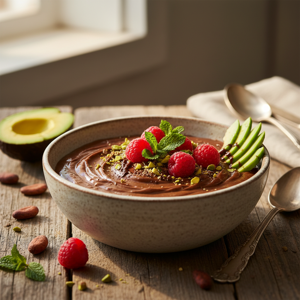 Veganský čokoládový pudink z avokáda