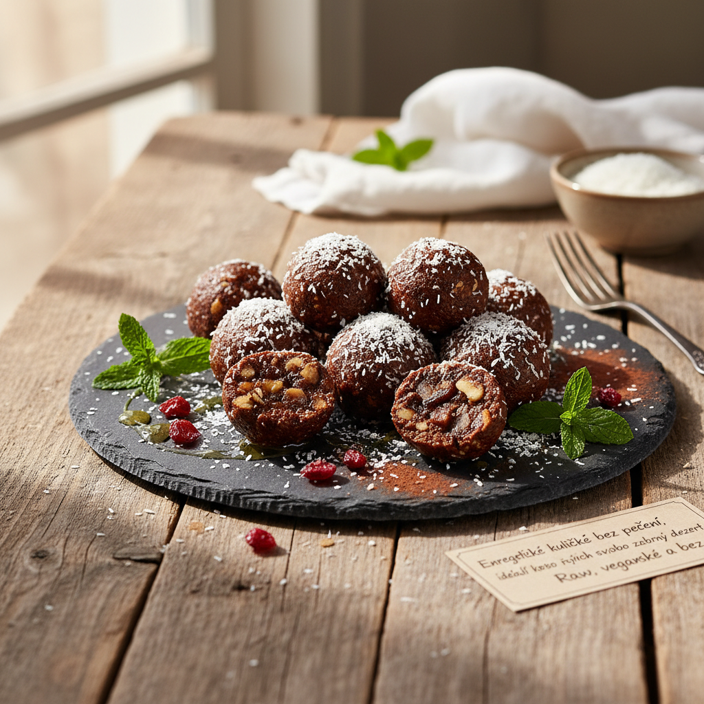 Raw kakaové kuličky s datlemi a kokosem