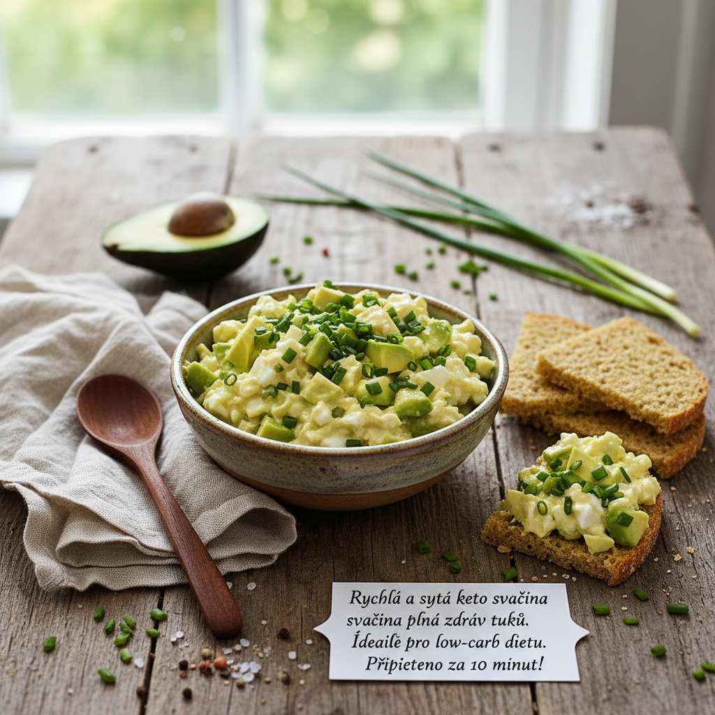 Keto vaječná pomazánka s avokádem a pažitkou