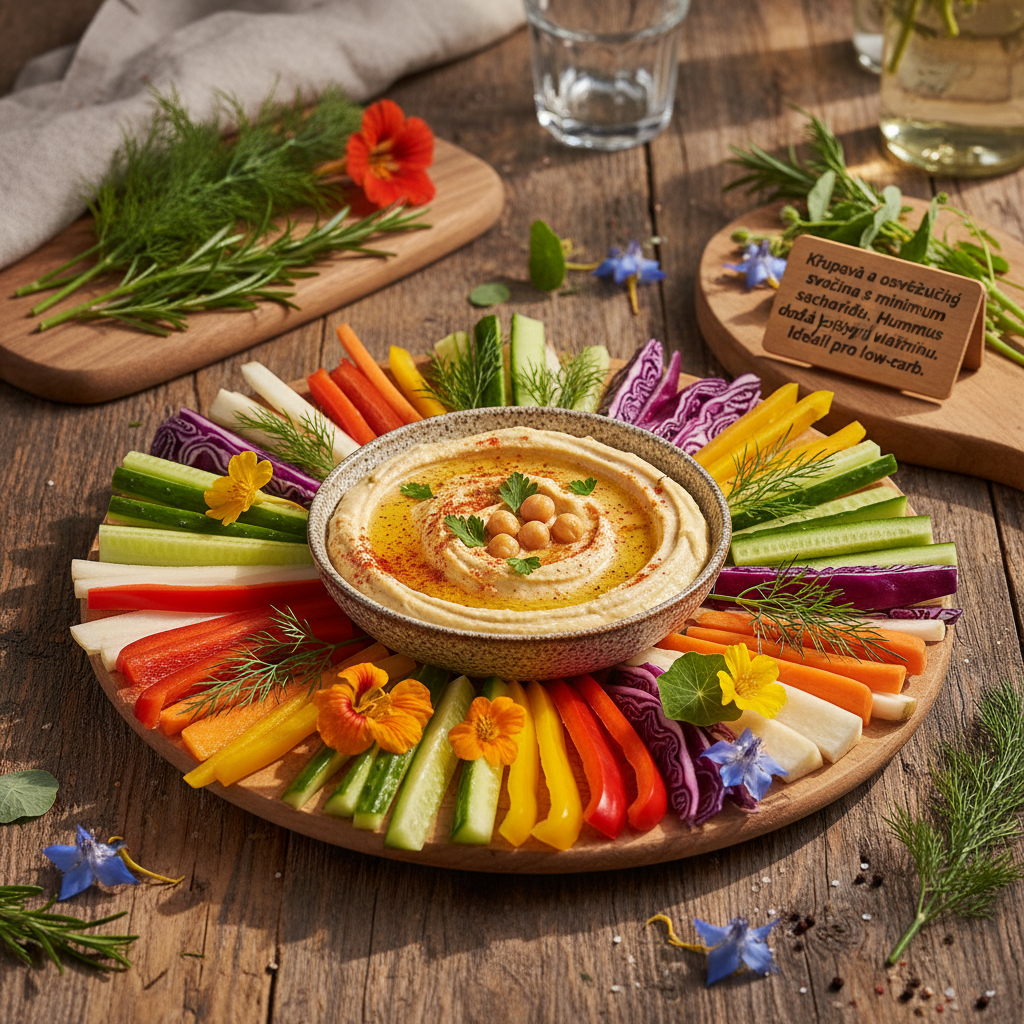 Low-carb zeleninové tyčinky s hummusem