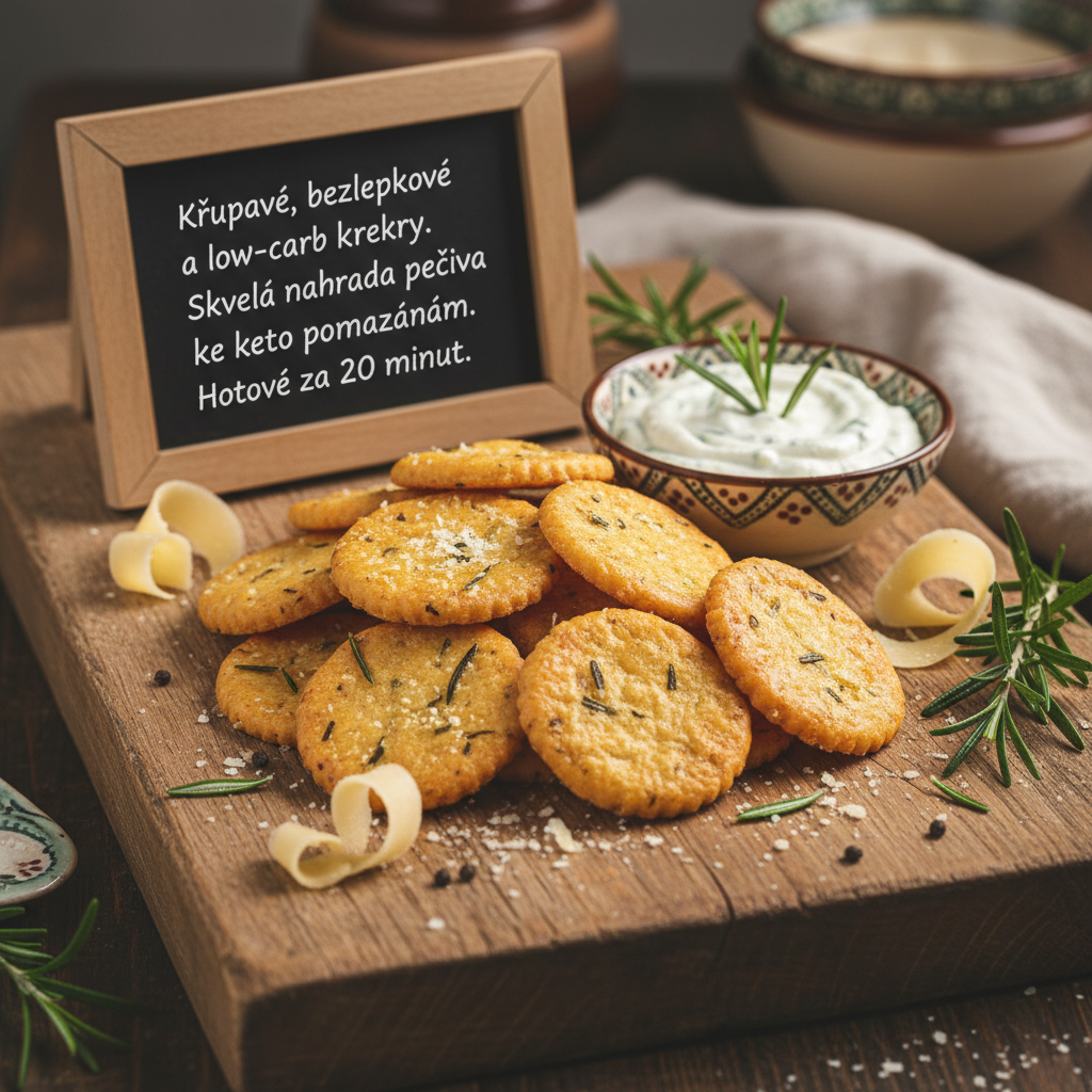 Keto sýrové krekry s rozmarýnem a parmazánem