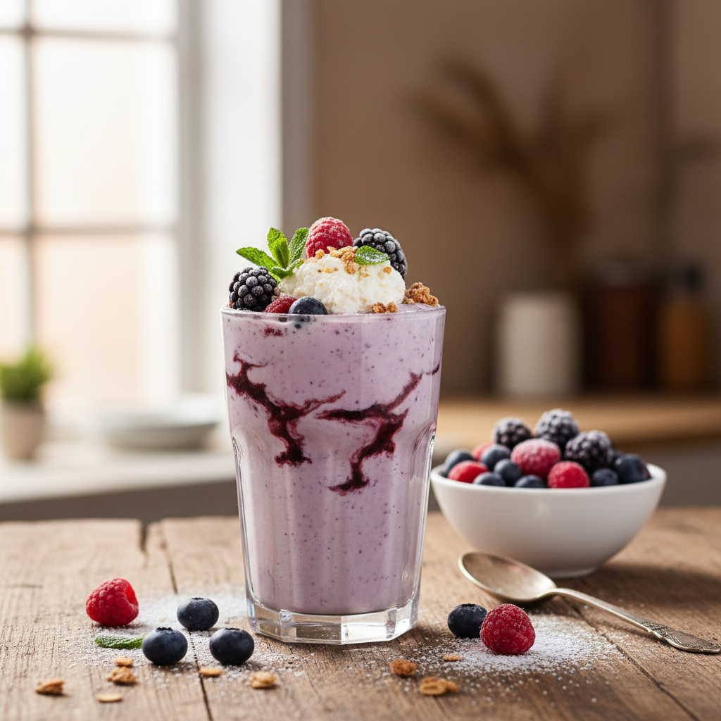 Proteinový Shake s Tvarohem a Lesním Ovocem
