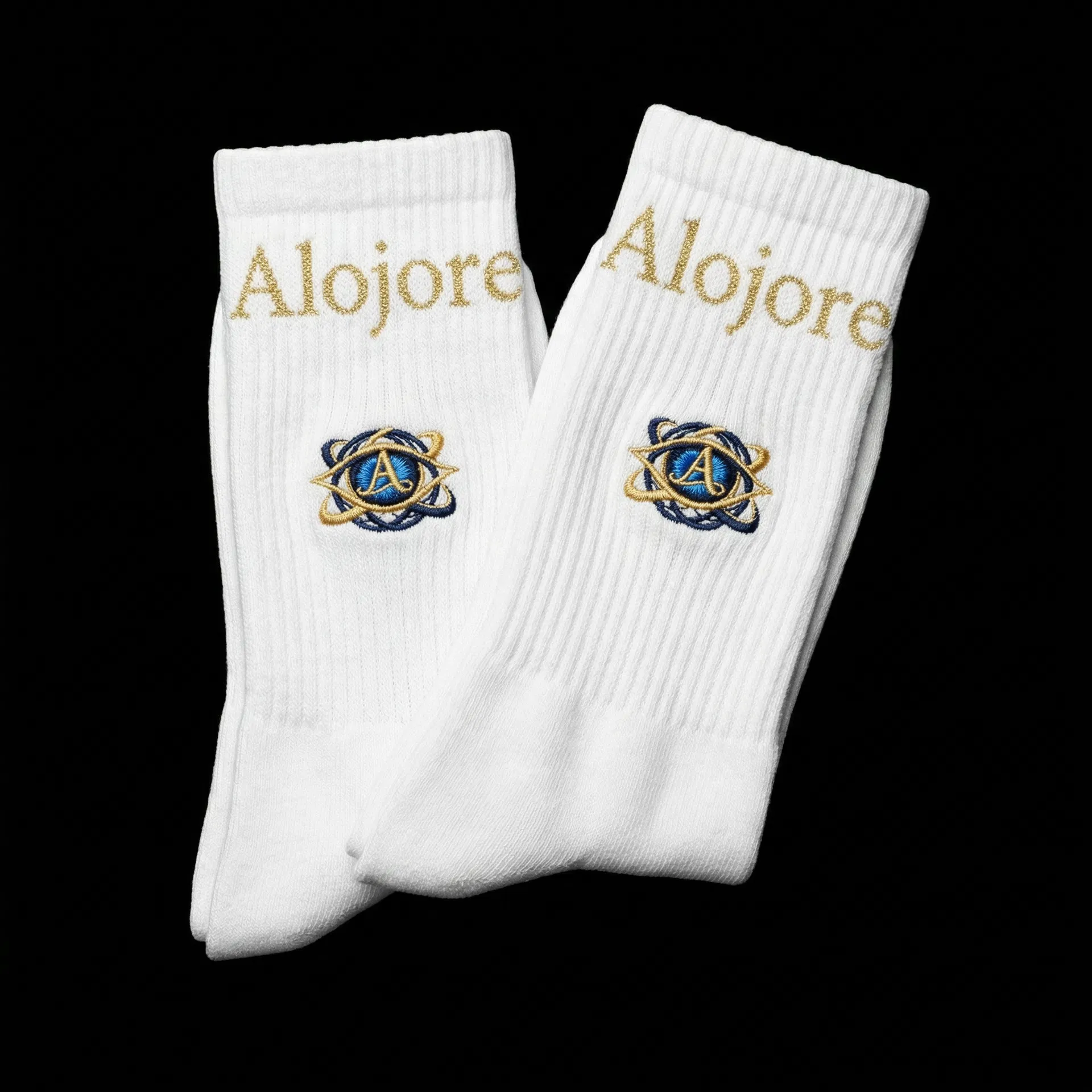 Orbital Crew Socks — White/Gold