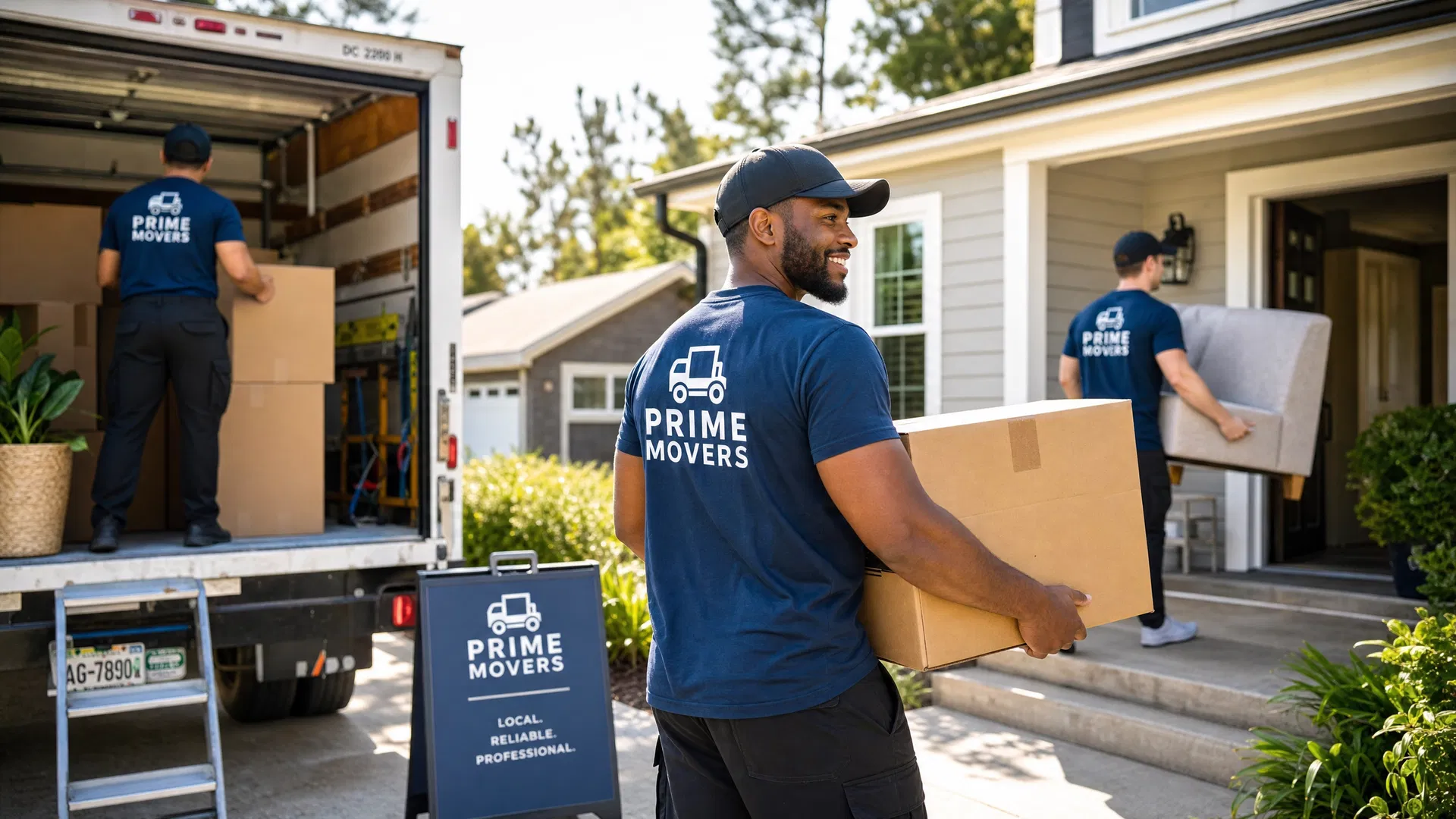Professional moving crew in action