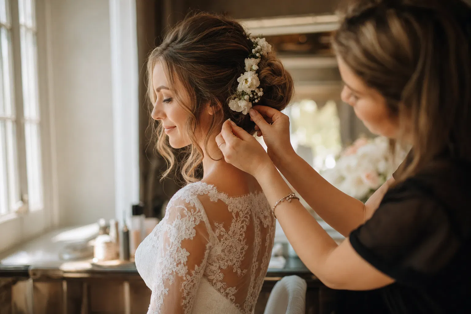 Bridal beauty preparation and makeup at Salon 574 & Spa in Warsaw