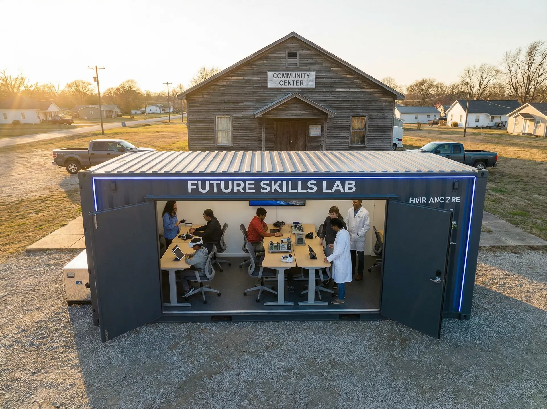 Mobile Lab Hub deployed in a rural community