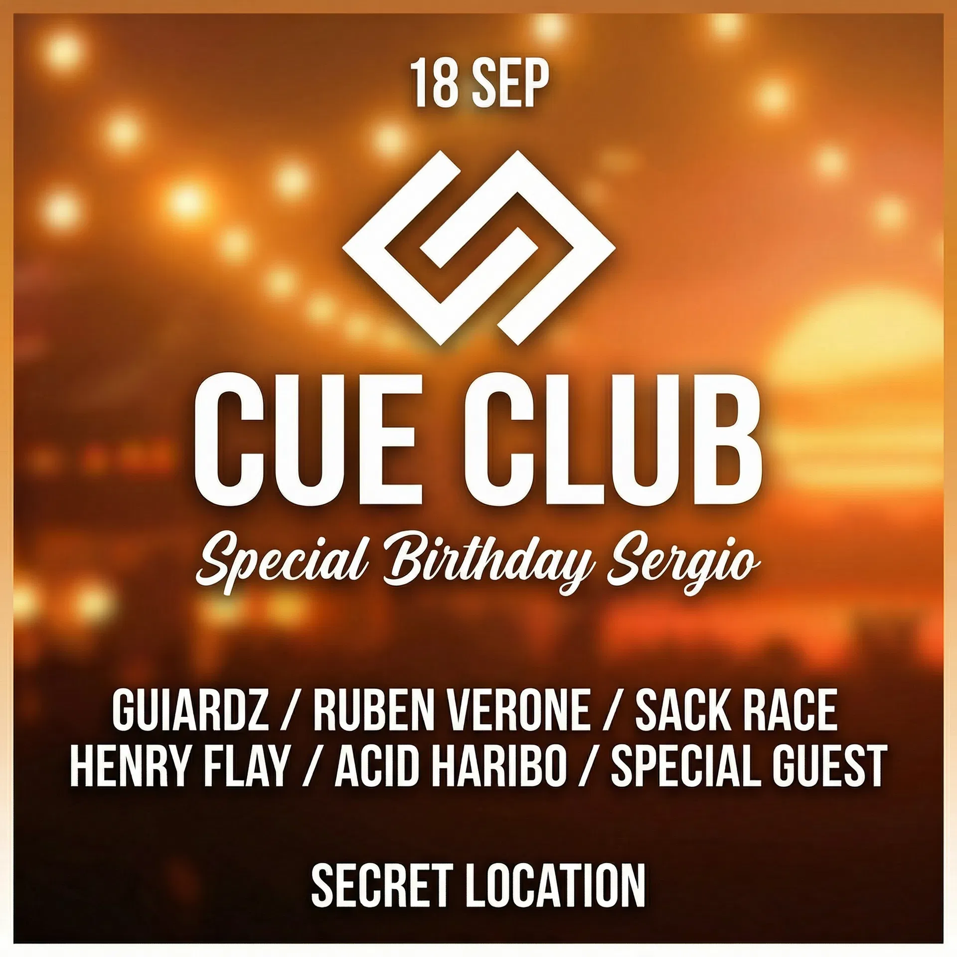 Cartel CUE CLUB 2.0 Birthday Sergio - 18 SEP 2022