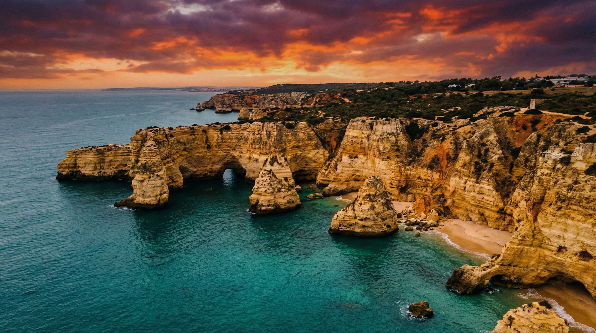 Algarve coast dramatic sunset
