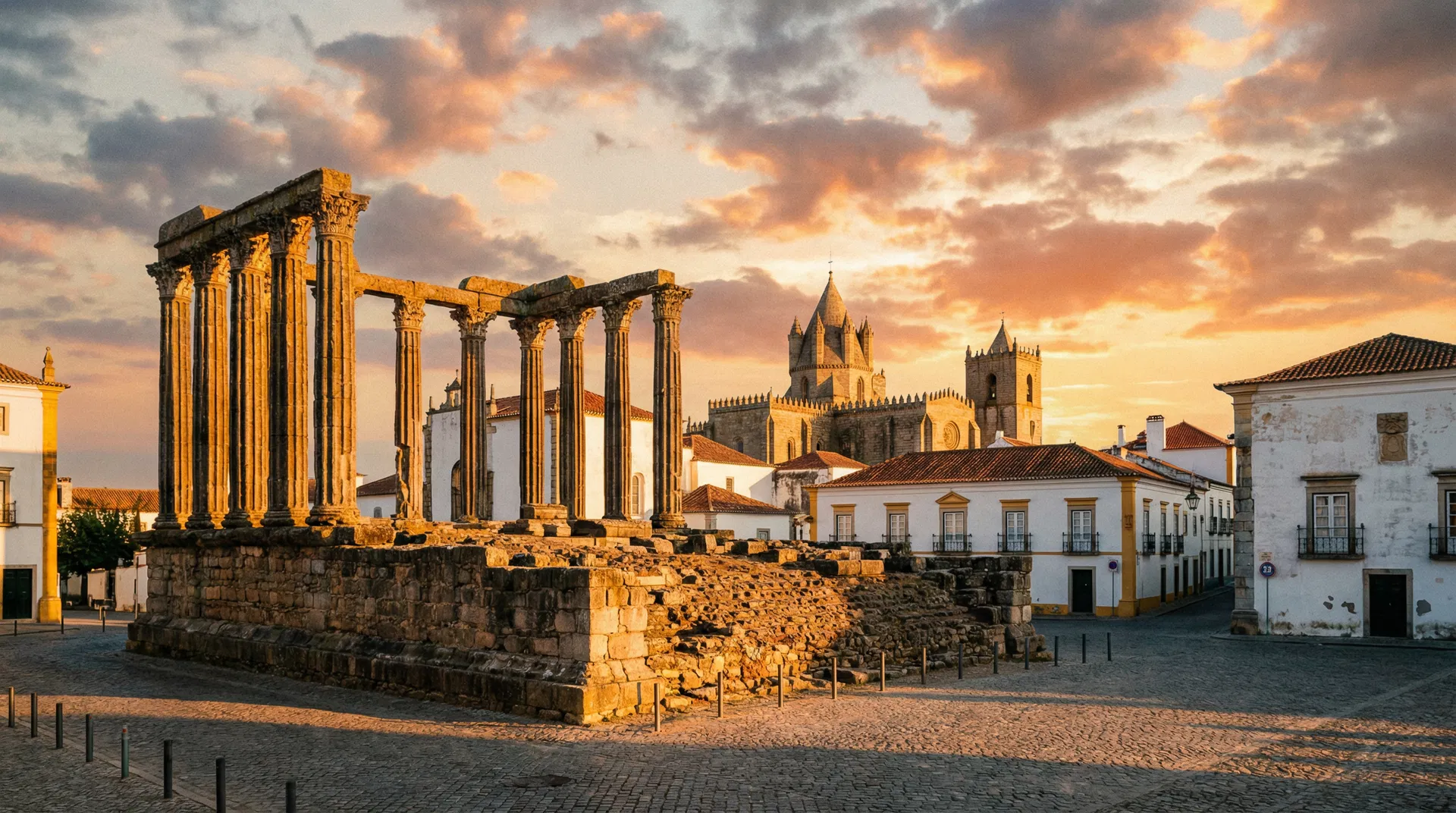 Medieval Évora at golden hour