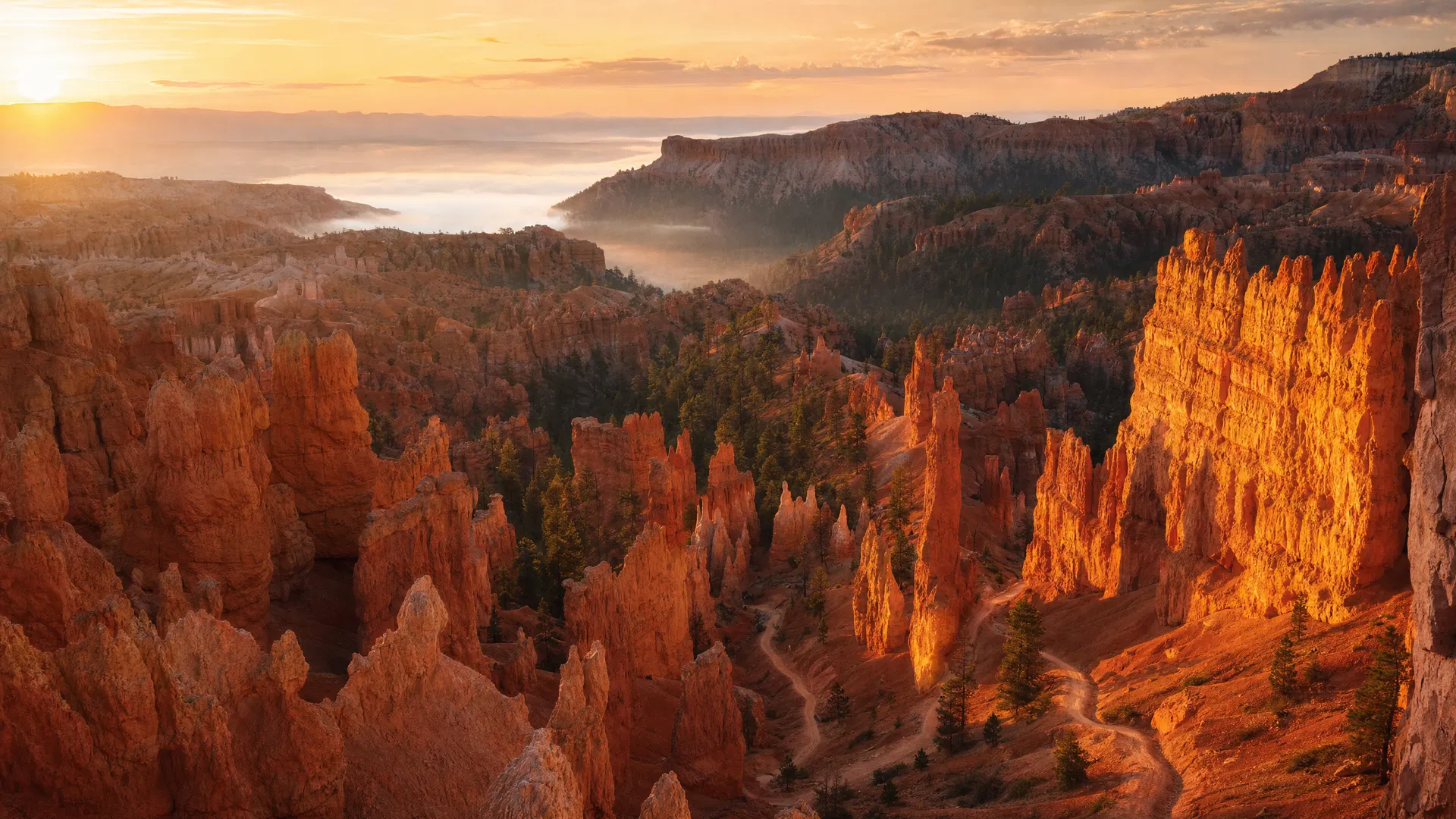 Bryce Canyon hoodoos at sunrise