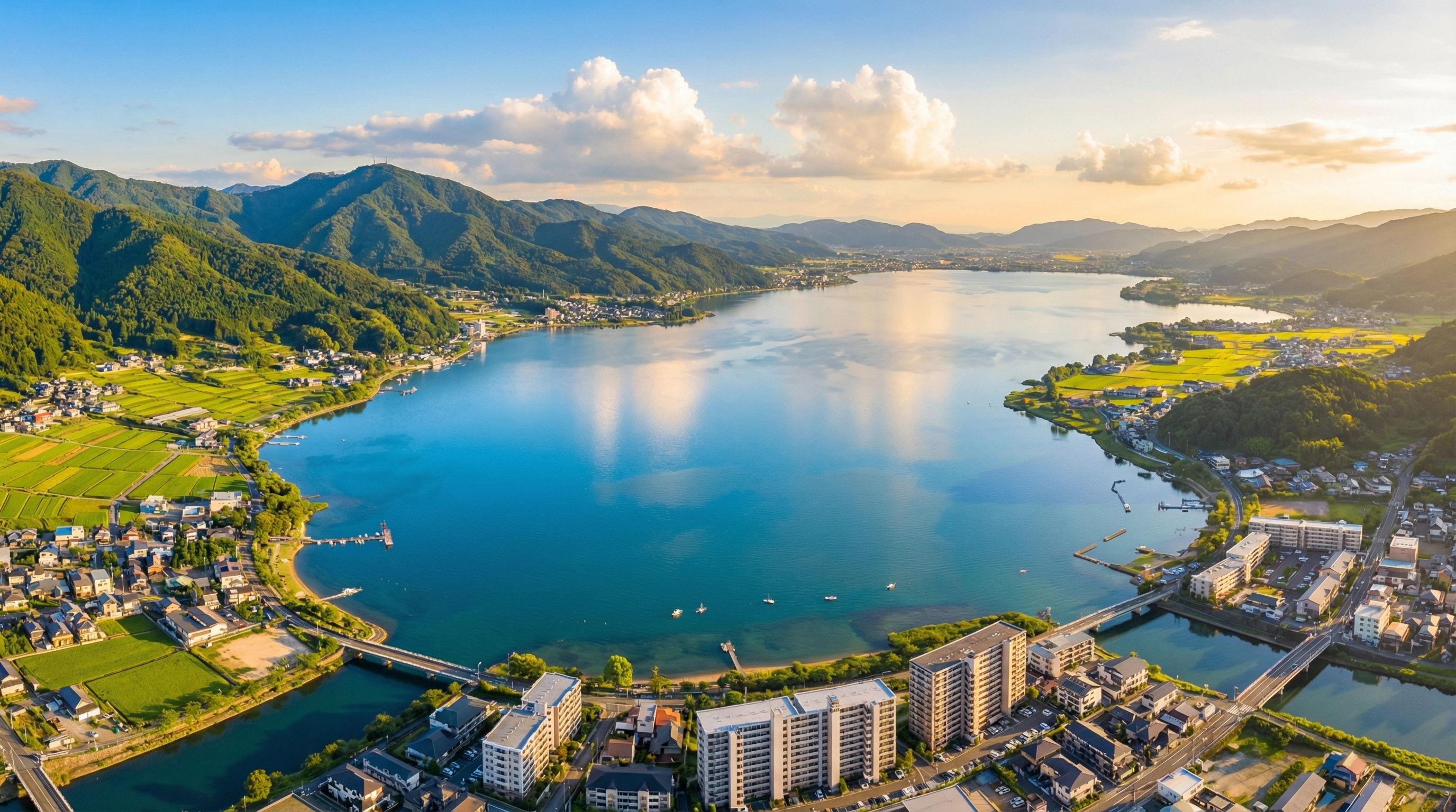 滋賀県のマンスリーマンション 琵琶湖と大津市の景色