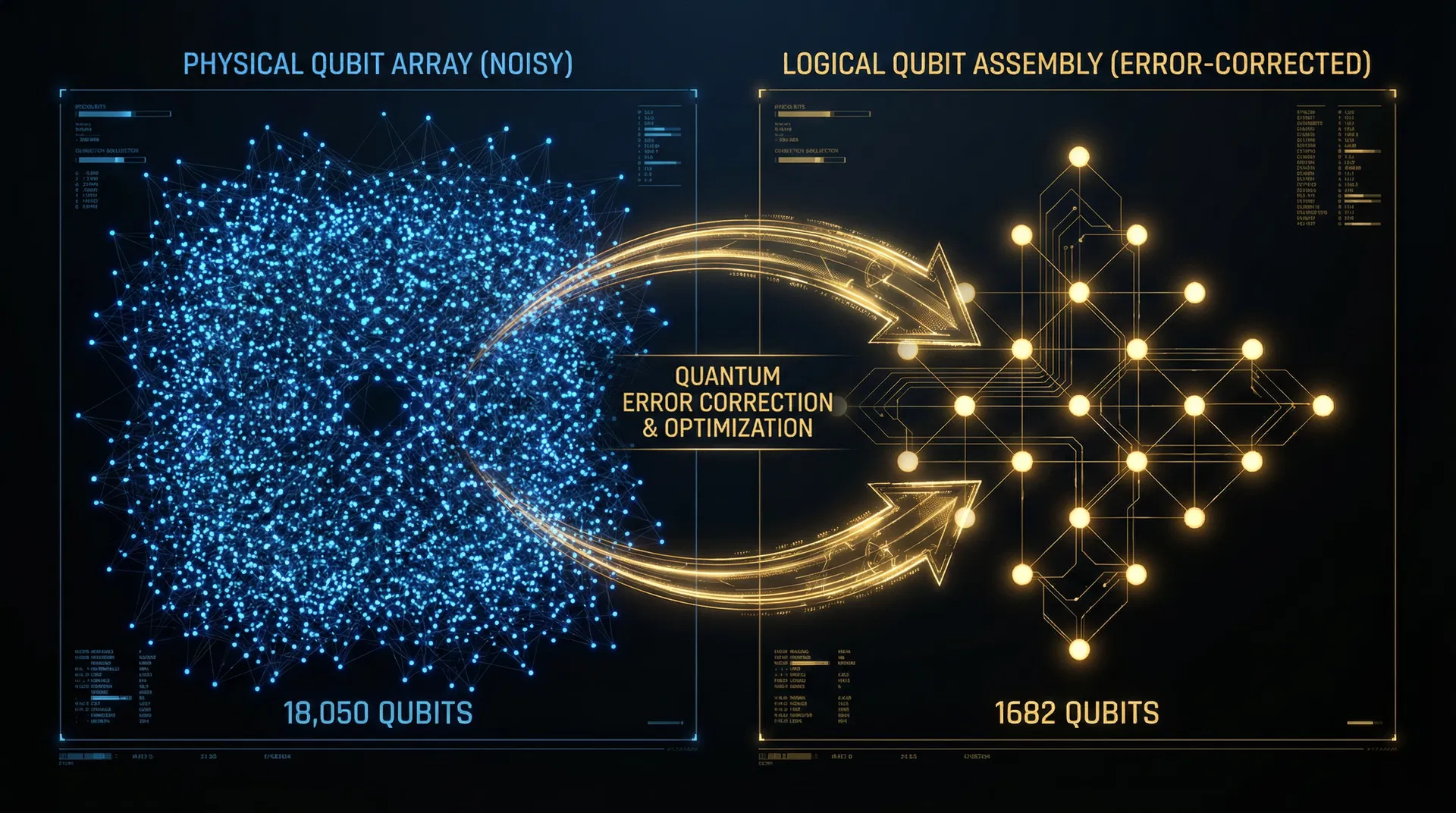GEDA Qubit Savings — 18,050 to 1,682 Physical Qubits