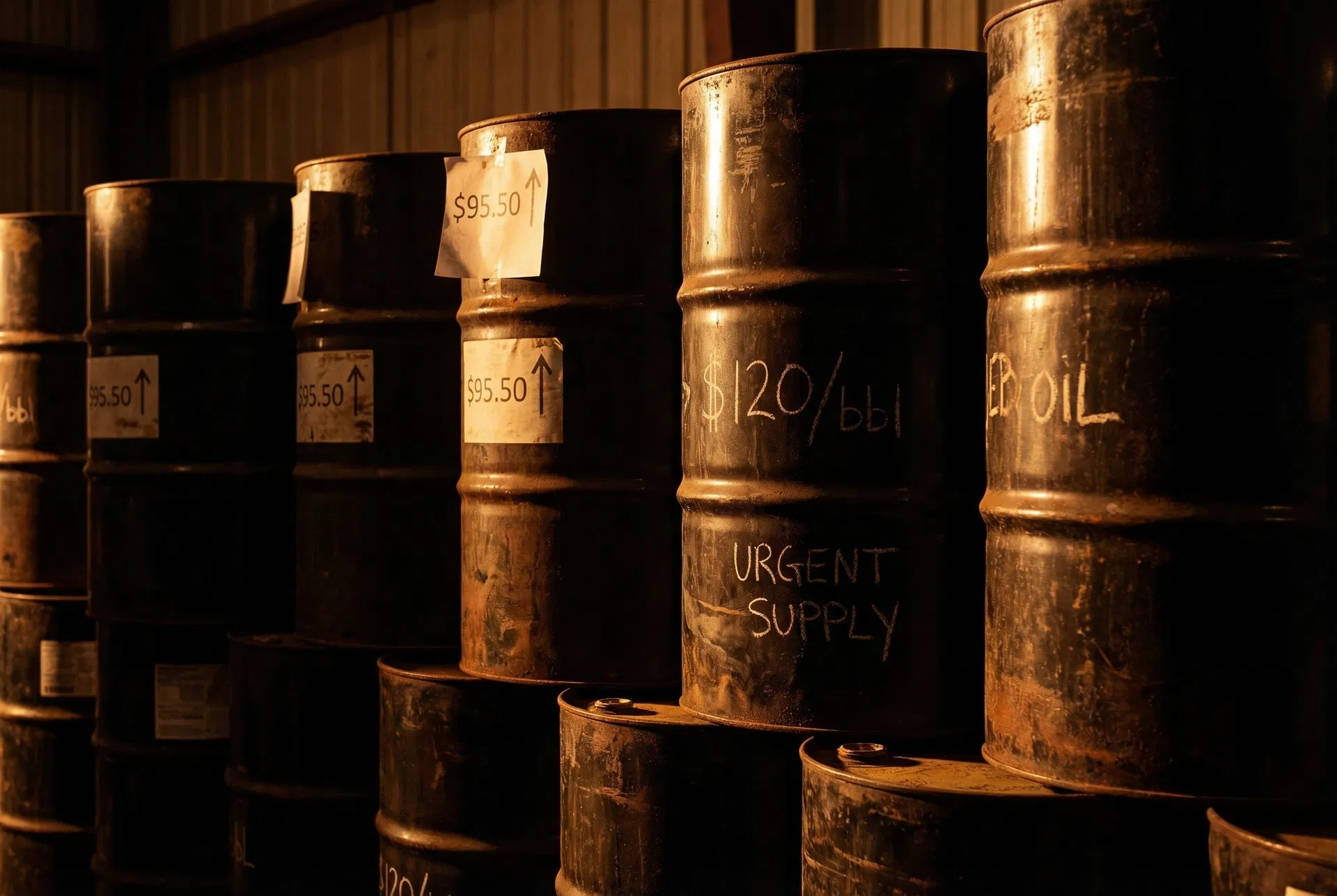 Oil barrels with rising price tags