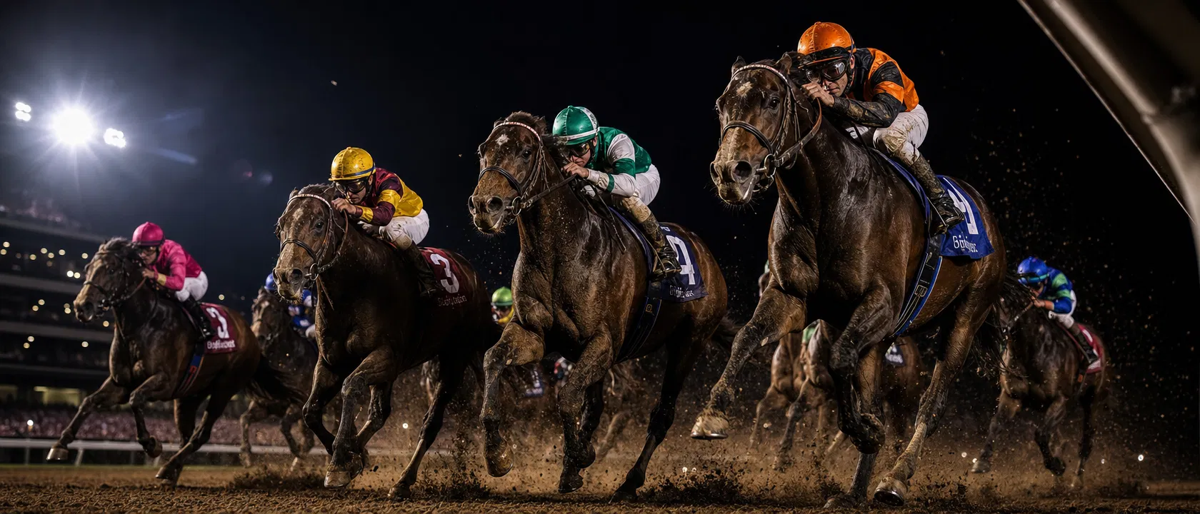 Horse racing at night