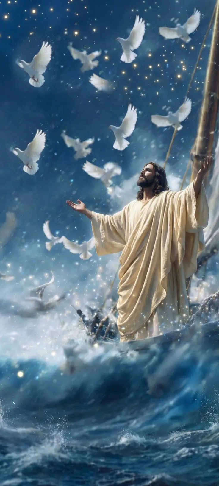 Jesus Walking on Water: Faith Over Fear - phone wallpaper 2