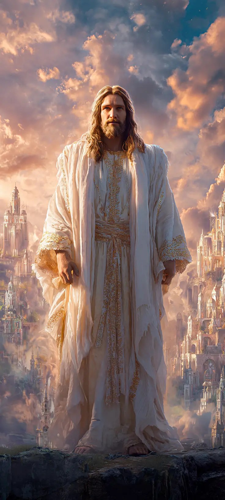 Radiant Purity: The King in White & Gold - phone wallpaper 2