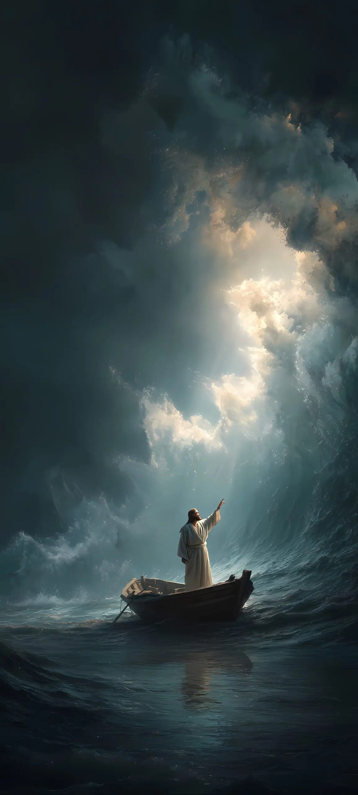 Jesus Walking on Water: Faith Over Fear - phone wallpaper 4