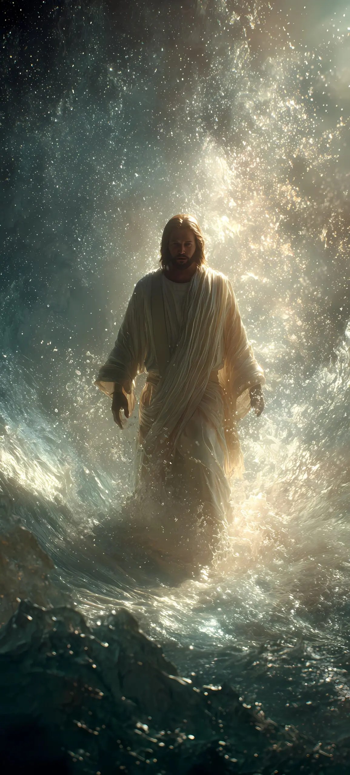 Jesus Walking on Water: Faith Over Fear - phone wallpaper 5