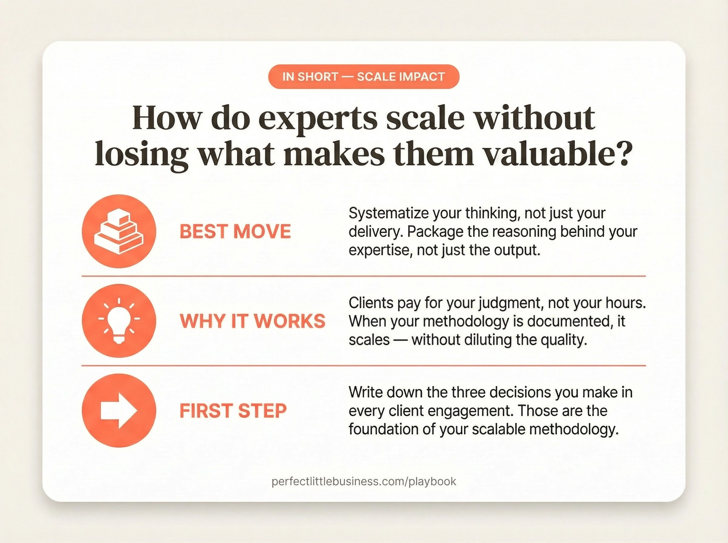 Key takeaways: How do experts scale their business without losing the depth and quality that makes them valuable?
