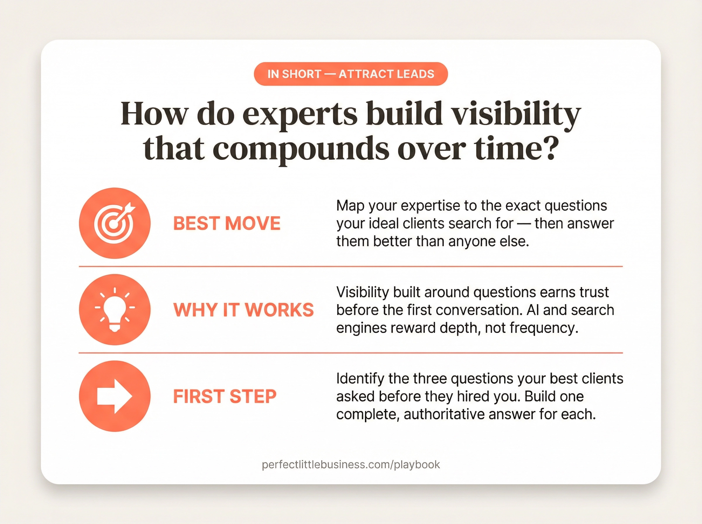 Key takeaways: How do experts build visibility that compounds over time instead of requiring constant effort?
