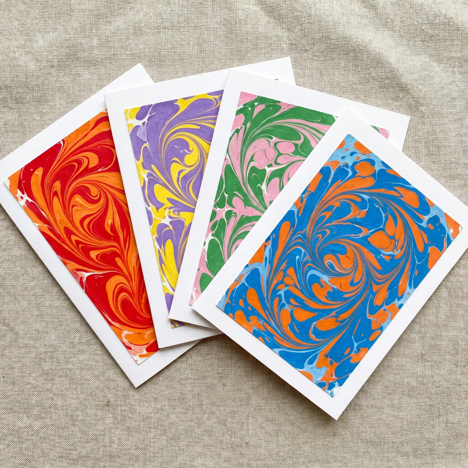 Set of 4 Marbled Cards