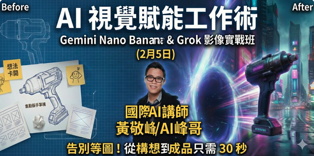 【AI 視覺賦能工作術】Gemini Nano Banana & Grok 影像實戰班