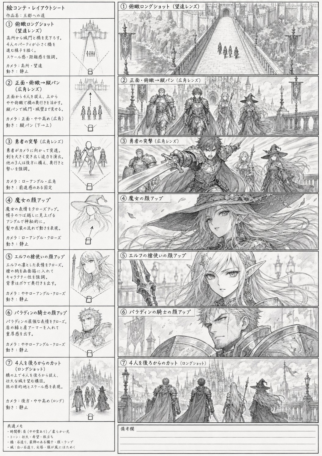 黑白動畫分鏡圖
