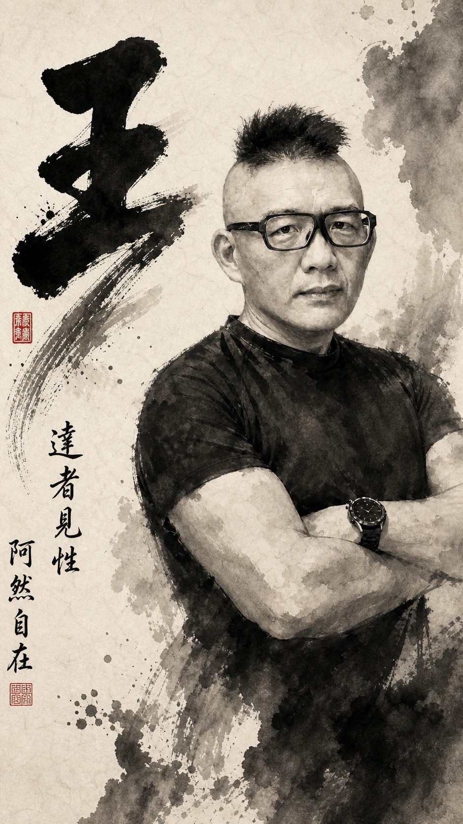 水墨肖像畫(要有名字與照片)