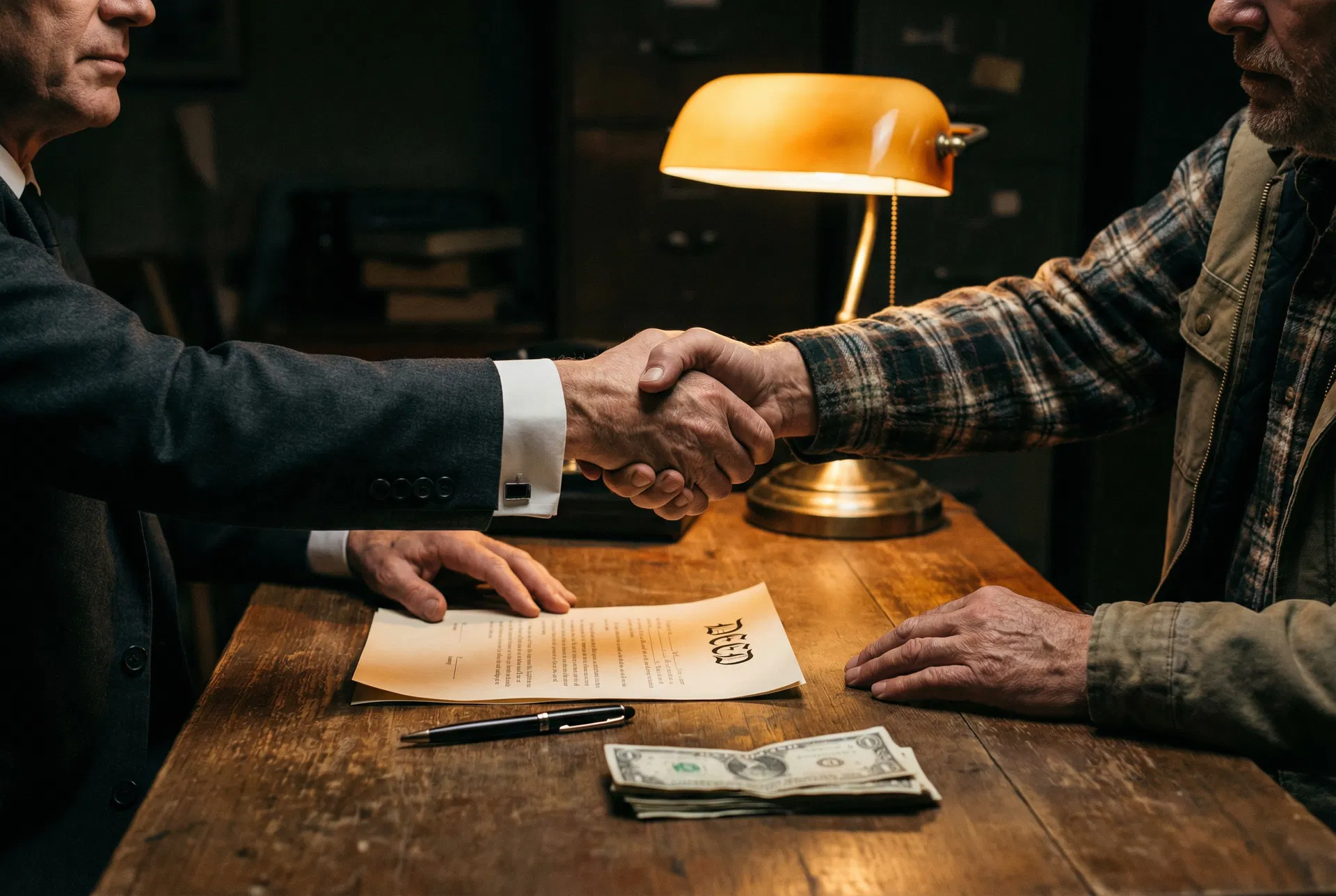 Cash home purchase handshake