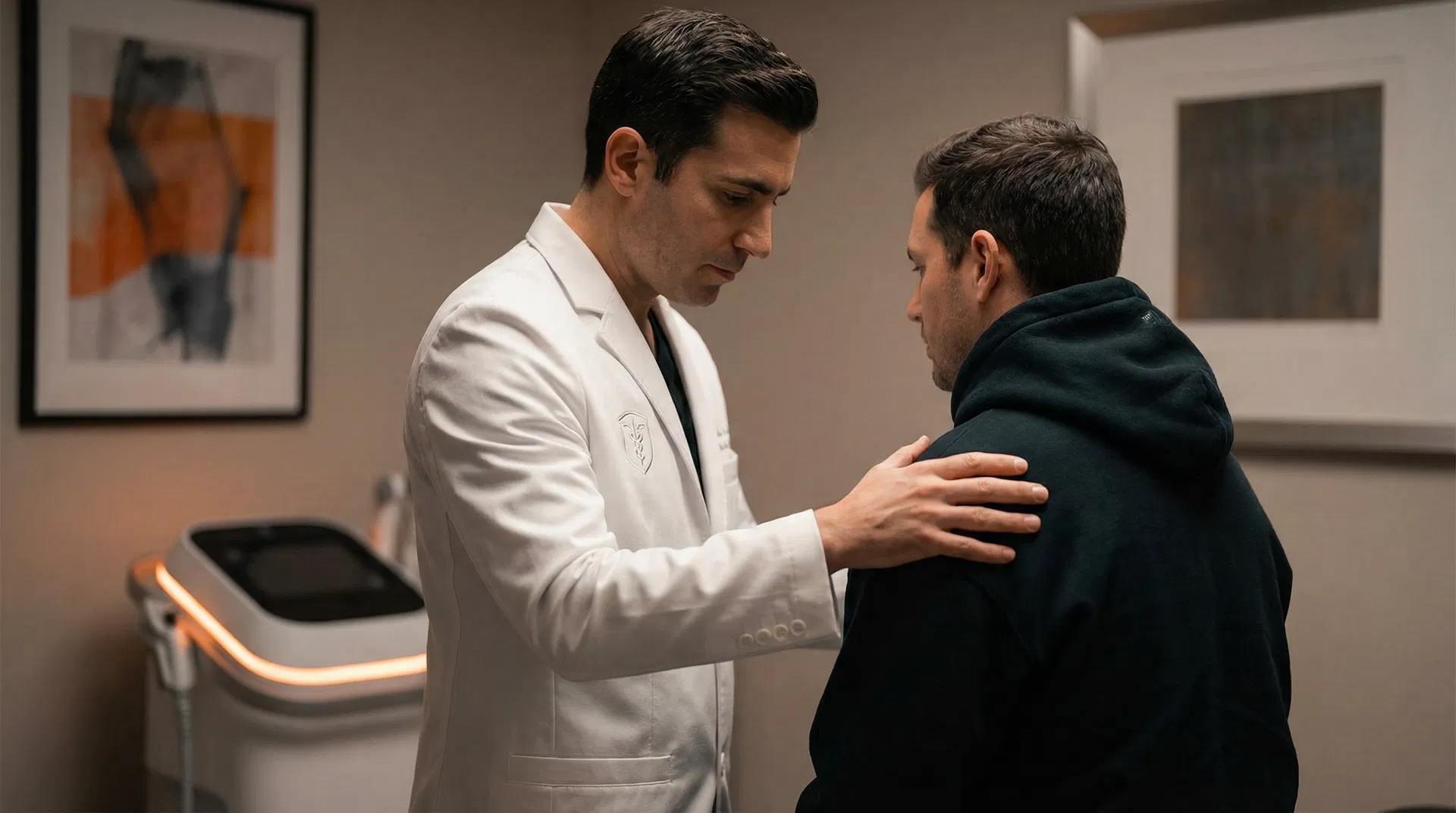 Doctor examinando a un paciente después de un accidente