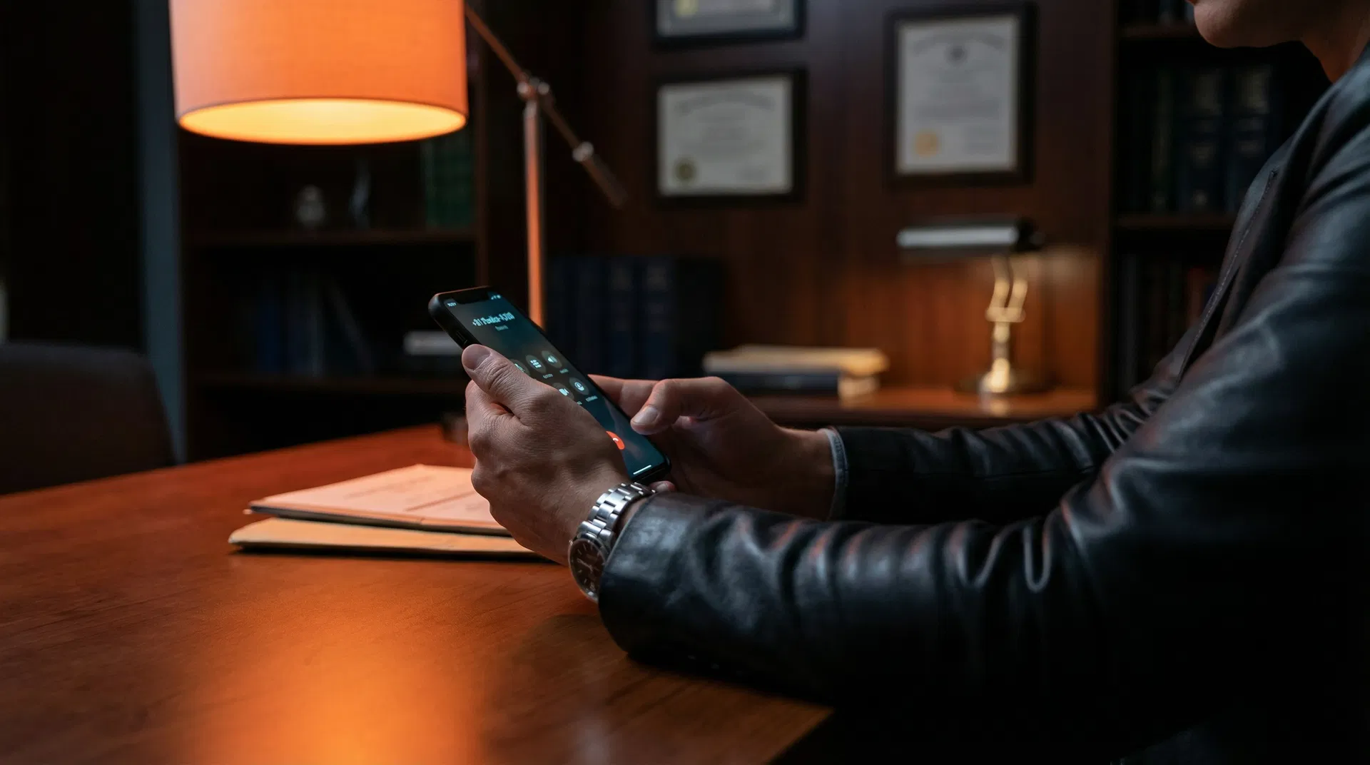 Persona llamando a un abogado desde su celular