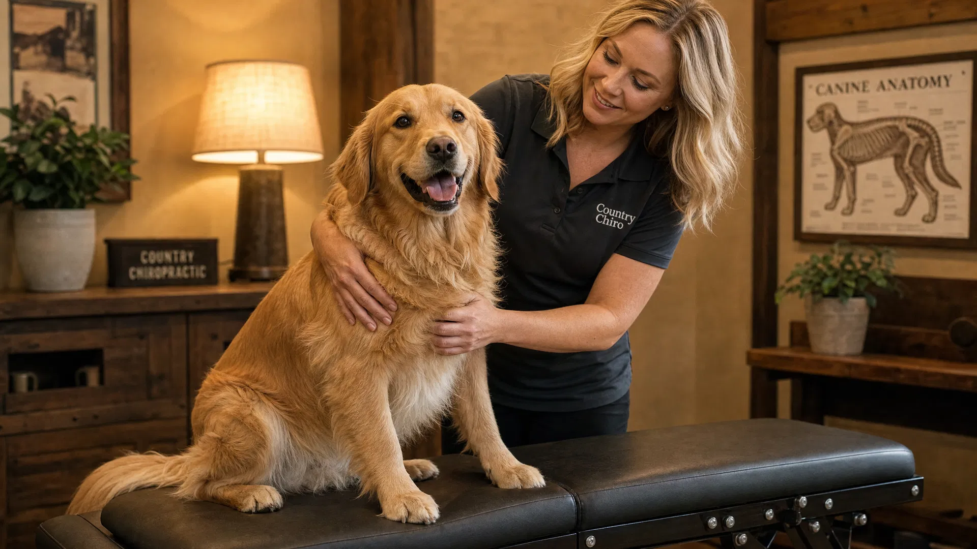 Dog receiving gentle chiropractic treatment