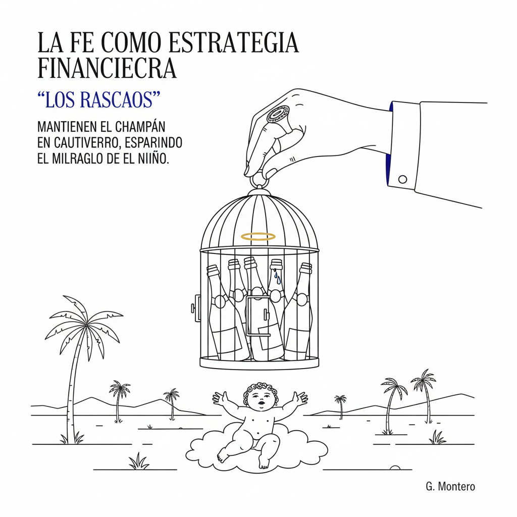 La fe como estrategia financiera: 'Los Rascaos' mantienen el champán en cautiverio, esperando el milagro de El Niño