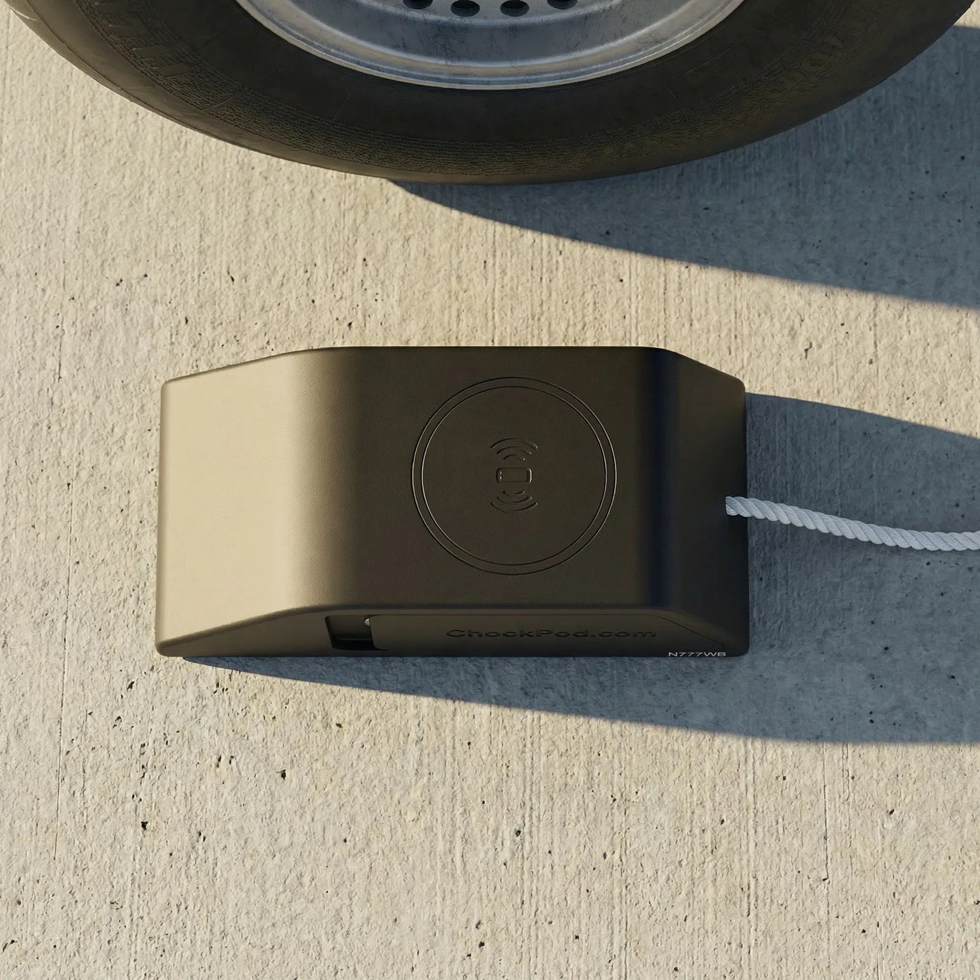 ChockPod overhead view showing NFC tap zone and key compartment