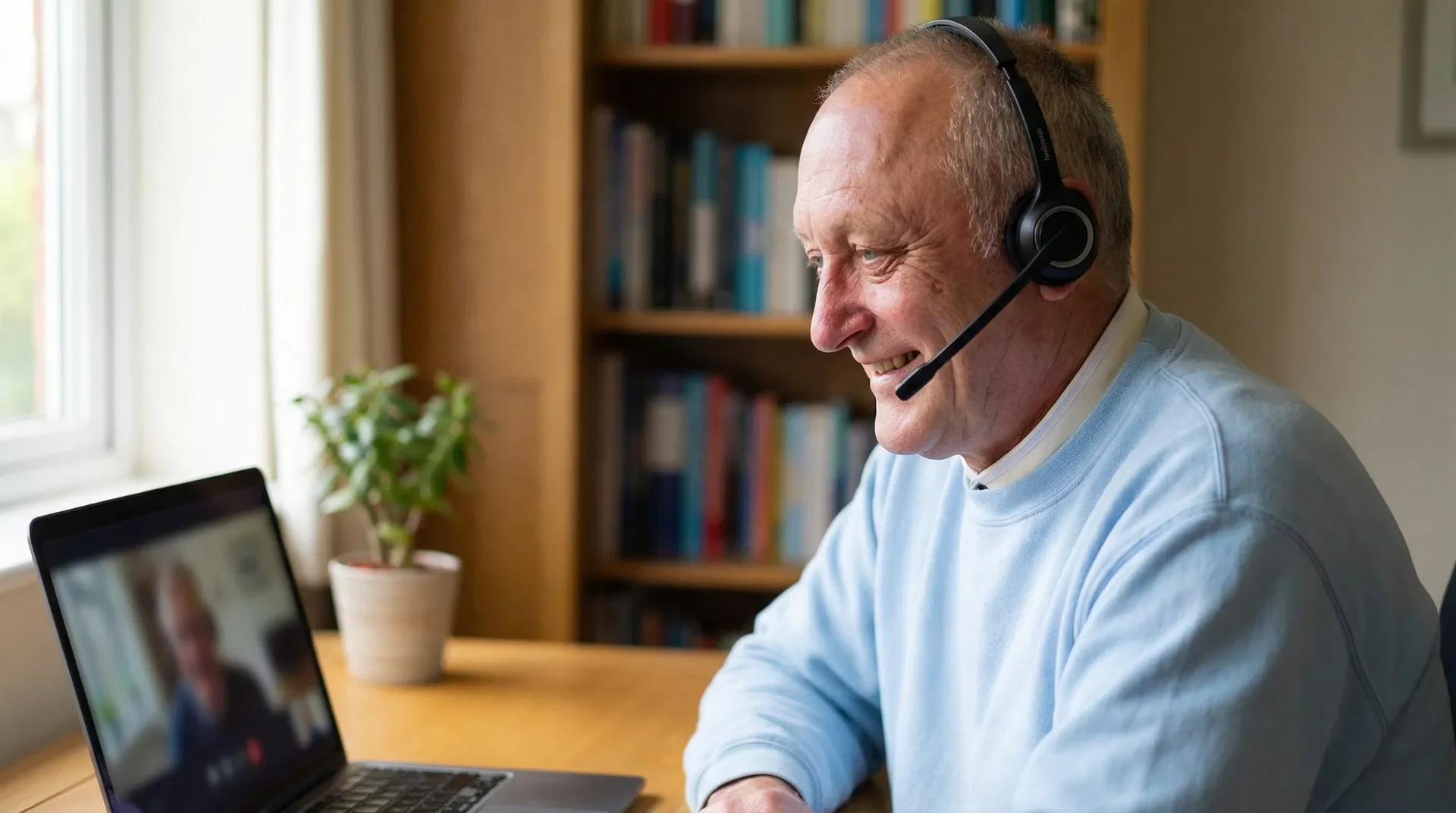 Jean-Paul Hostier en séance de télé-thérapie