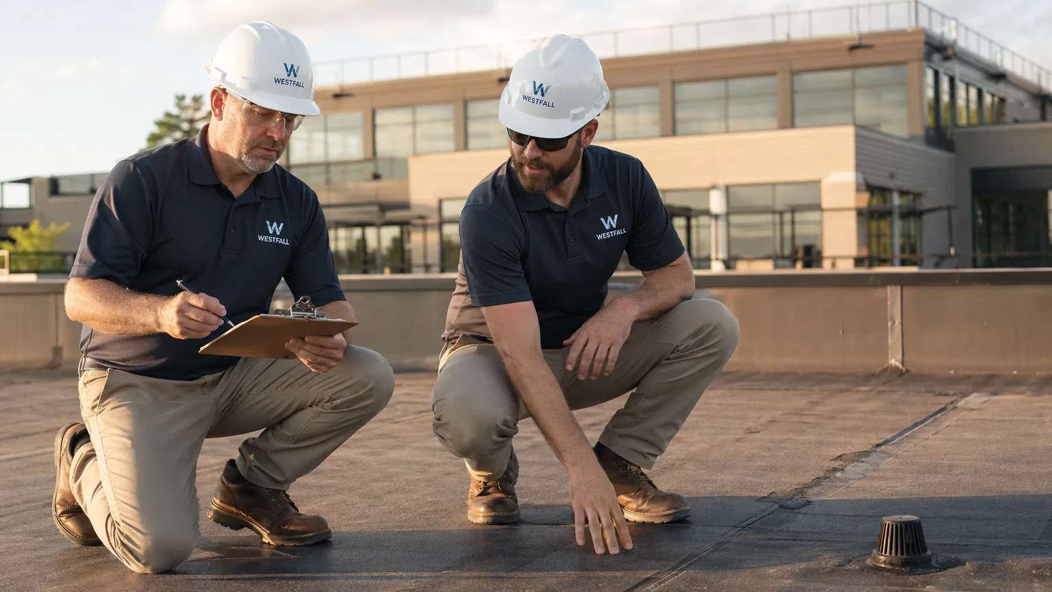 Professional roofing inspection team