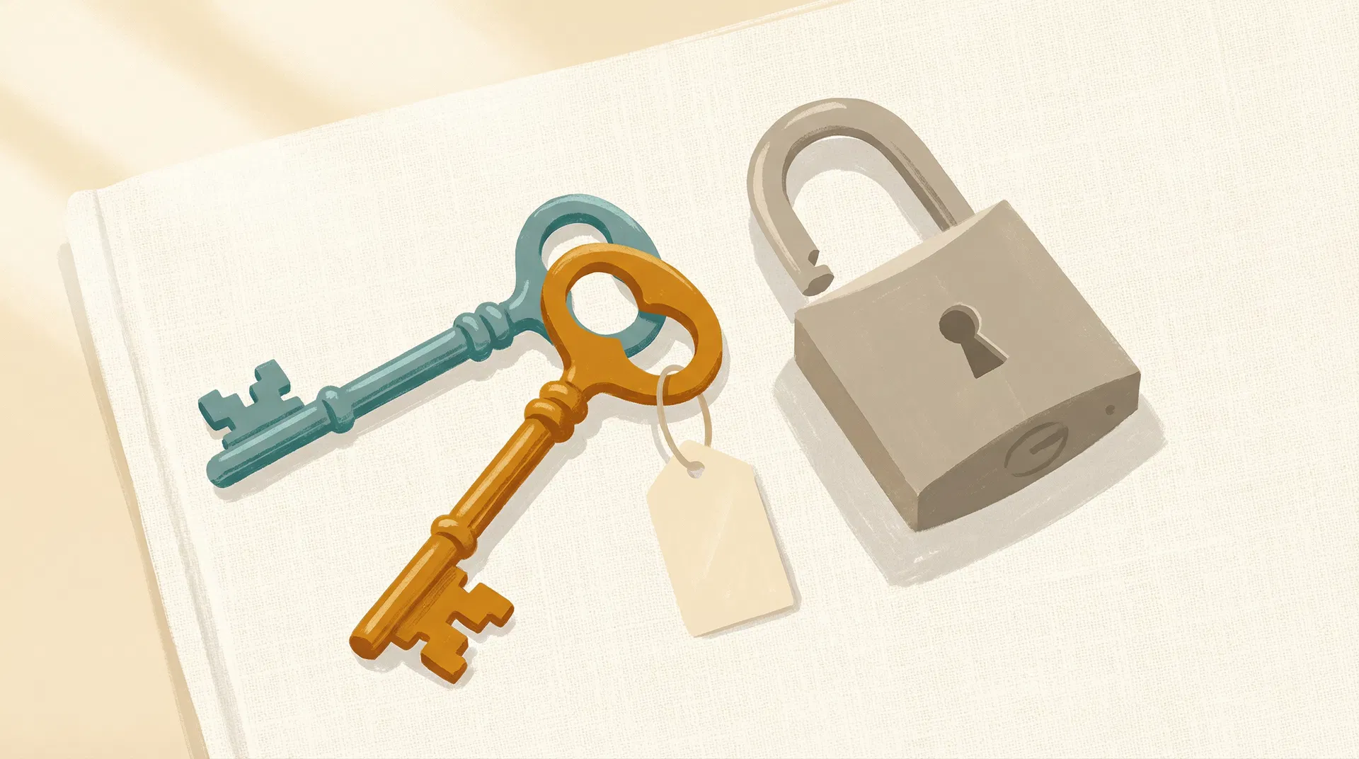 Keys and a lock representing permission controls