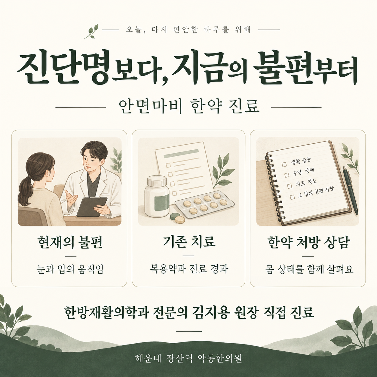 안면마비 한약 상담 과정 · 설명용 일러스트