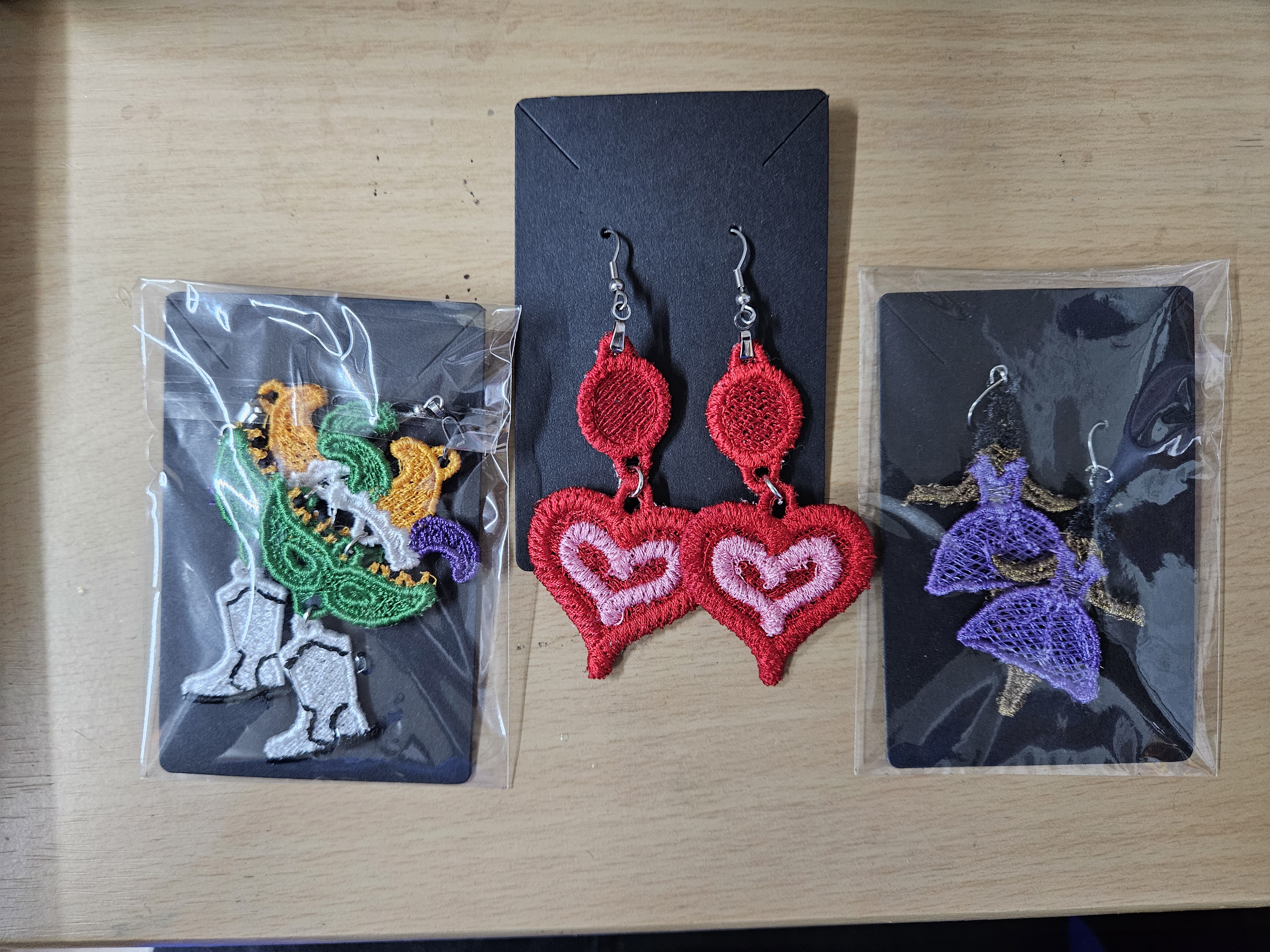 Free-Standing Lace Embroidered Earrings – Handmade Lightweight Designs