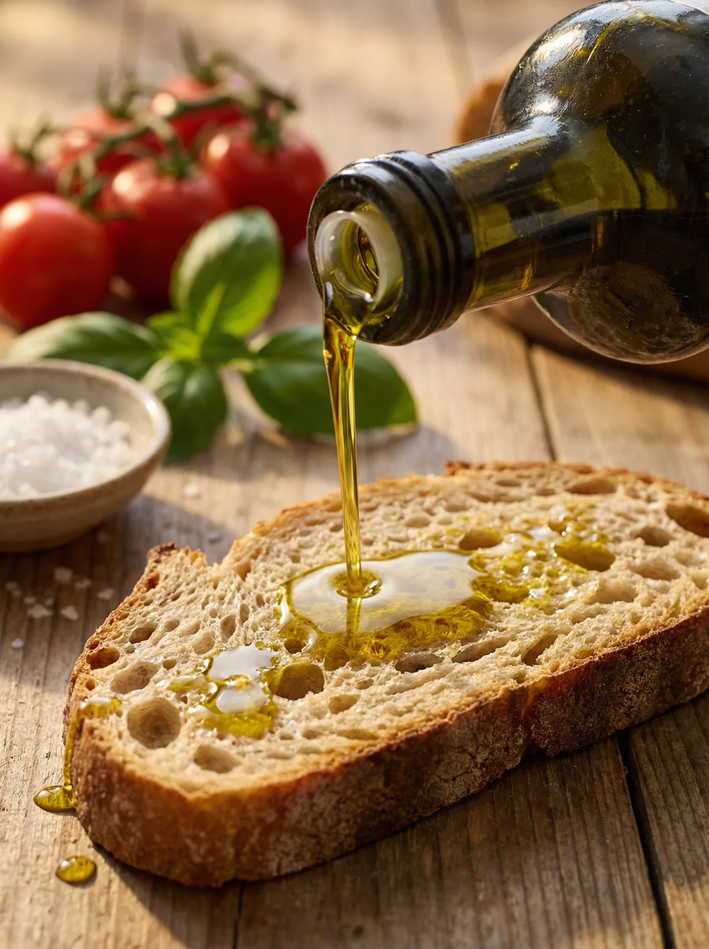 Azeite sendo servido no pão